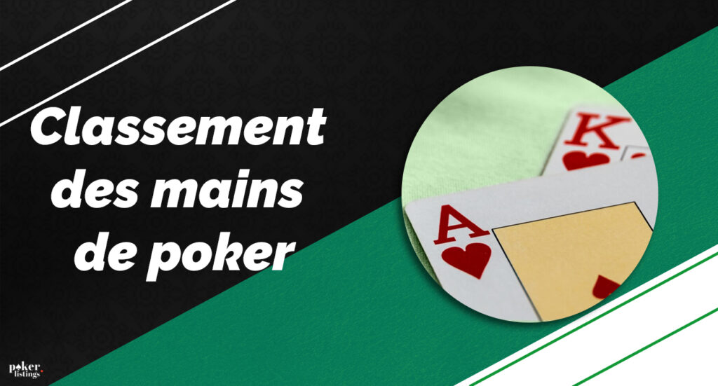Tableau de classement des mains au poker Toutes les combinaisons de poker