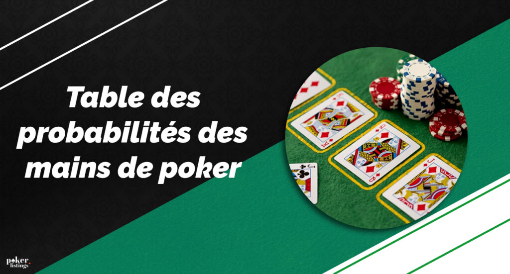 Tableau de classement des mains au poker Toutes les combinaisons de poker